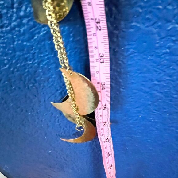 Moon Phase Wall Hanging Garland Gold Tone Hammered Metal Boho Wall Decor Moon - Picture 4 of 5